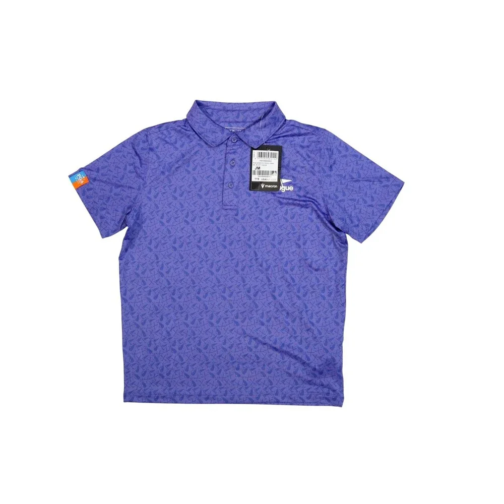 Macron Polo Shirt Kids Medium Purple PGA Jr League Barrick 7 Golf Jersey JM